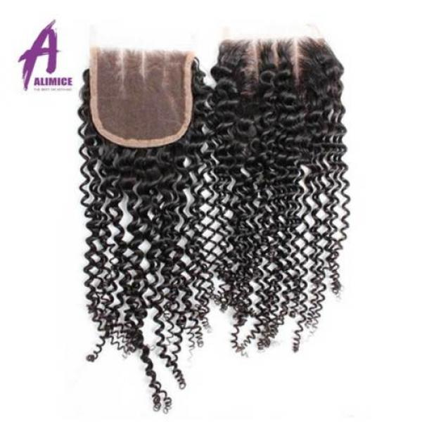 Lace Closure With Bundles Peruvian Virgin Human Hair Weave Kinky Wave #2 image