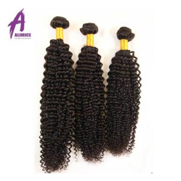 Lace Closure With Bundles Peruvian Virgin Human Hair Weave Kinky Wave #3 image