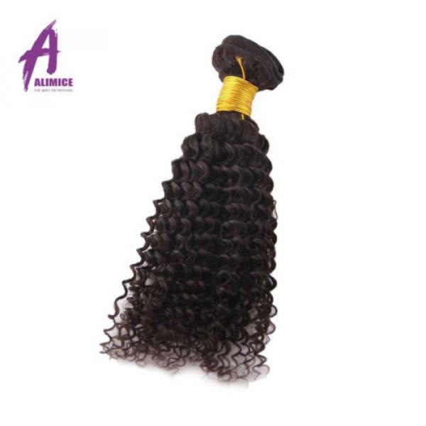 Lace Closure With Bundles Peruvian Virgin Human Hair Weave Kinky Wave #4 image