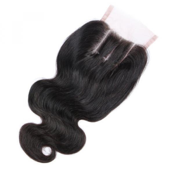 Peruvian Virgin Hair Lace Closure Body Wave 7A 4x4 Human Hair Lace Closure #1b #4 image