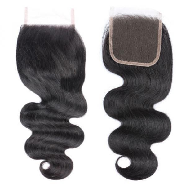 Peruvian Virgin Hair Lace Closure Body Wave 7A 4x4 Human Hair Lace Closure #1b #5 image