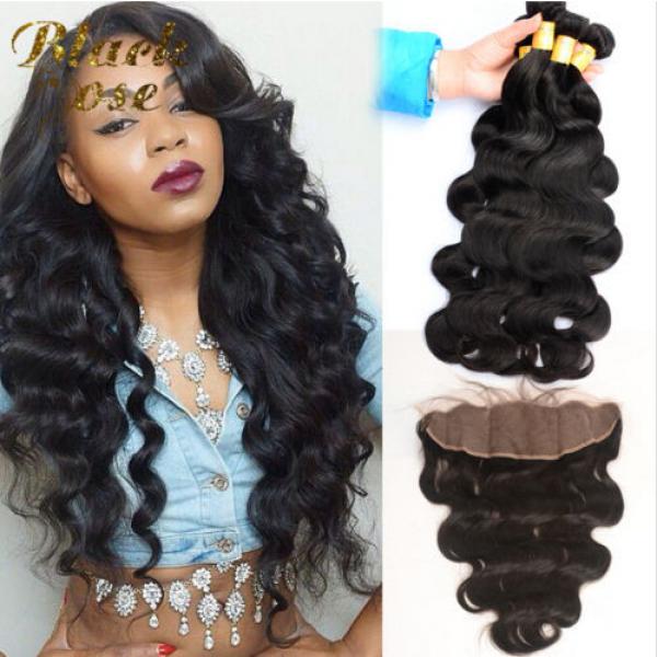 13X4 Ear to Ear Lace Frontal Closure + 3 Bundles Peruvian Virgin Hair Body Wave #1 image