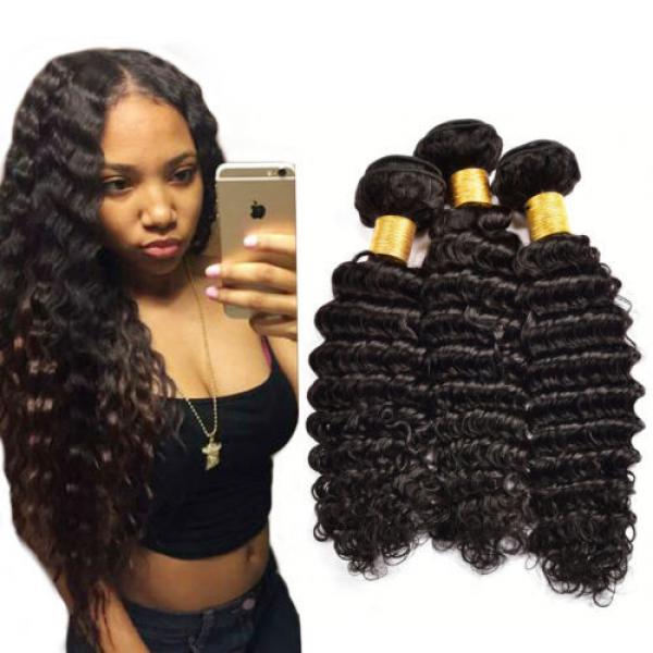 Deep Wave Human Hair Extensions 3 Bundles 300g Peruvian Virgin Hair 8 to 26 Inch #2 image