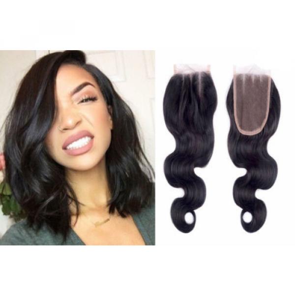 Peruvian Virgin Hair Lace Closure 8&#034;-24&#034; Human Hair 4x4 Middle/Free/Three Part #1 image