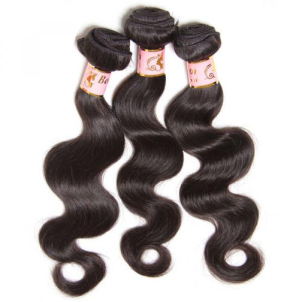 13x4&#034; Lace Closure With 3 Bundles Body Wave Peruvian Virgin Human Hair 300g #5 image