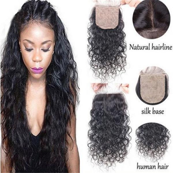 Peruvian Virgin Hair Body Wave Human Hair 4x4 Free /Middle/Three Part Silk Base #1 image