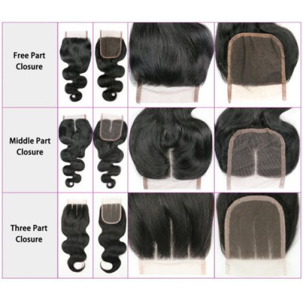 Peruvian Body Wave 4*4 1PC Lace Closure with 3 Bundles Human Virgin Hair Weave #2 image