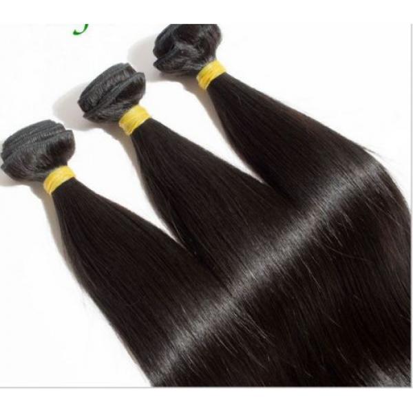 300G/3 Bundles Peruvian Virgin Human Hair Extensions Weft Virgin Straight Hair #2 image