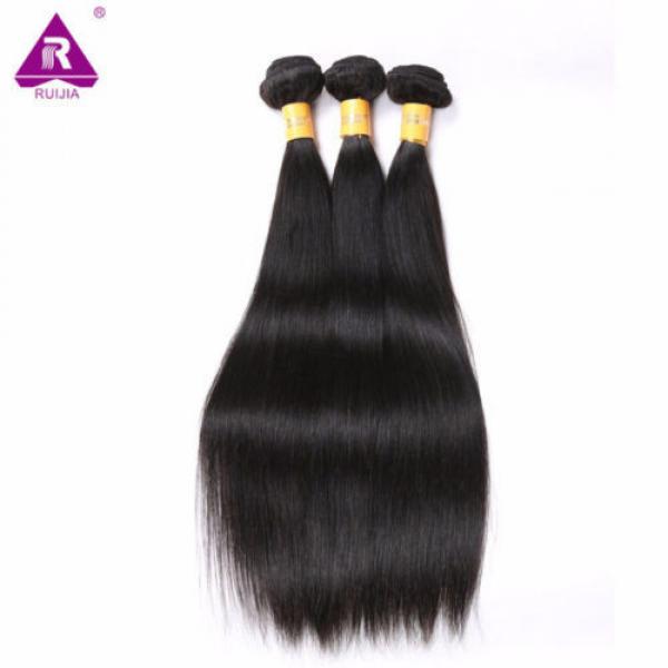 3 Bundles/150g Unprocessed Virgin Peruvian Straight Human Hair Extensions Weave #5 image