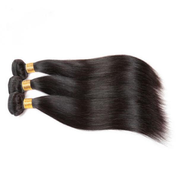 300G/3 Bundles Peruvian Virgin Human Hair Extensions Weft Virgin Straight Hair #4 image