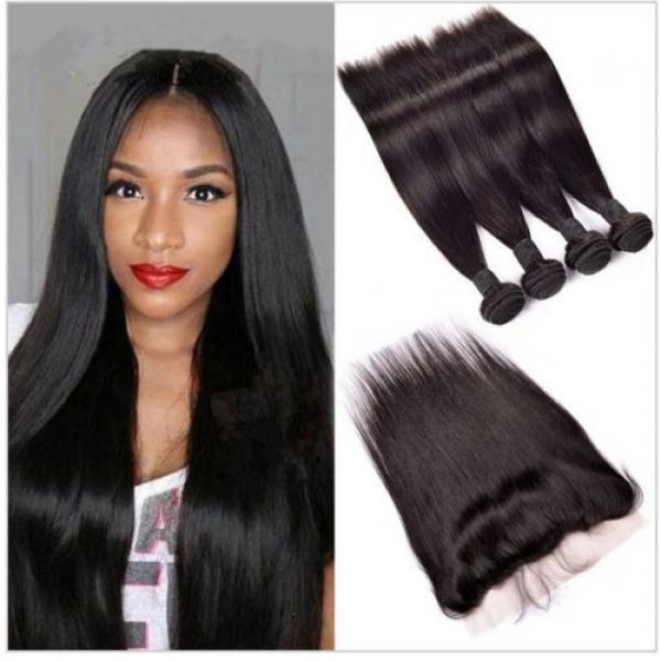 13X2 Ear to Ear Lace Straight Frontal Closure + 3 Pcs Peruvian Virgin Human Hair #2 image