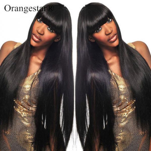 4 Bundles Unprocessed Virgin Peruvian Straight Hair Extension Human Weave Weft #1 image