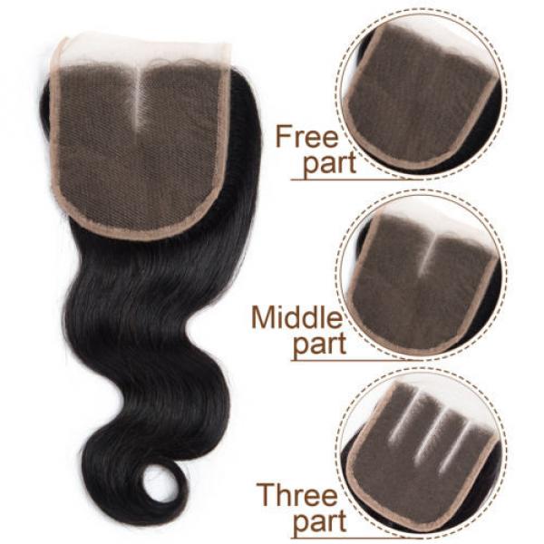 Peruvian Virgin Hair 3 Bundles Body Wave Human Hair Weft with 1 pc Lace Closure #4 image