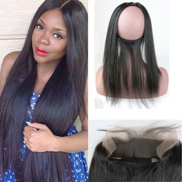 360 Lace Band Frontal Back Closure Peruvian Virgin Human Hair Straight 22x4inch #1 image