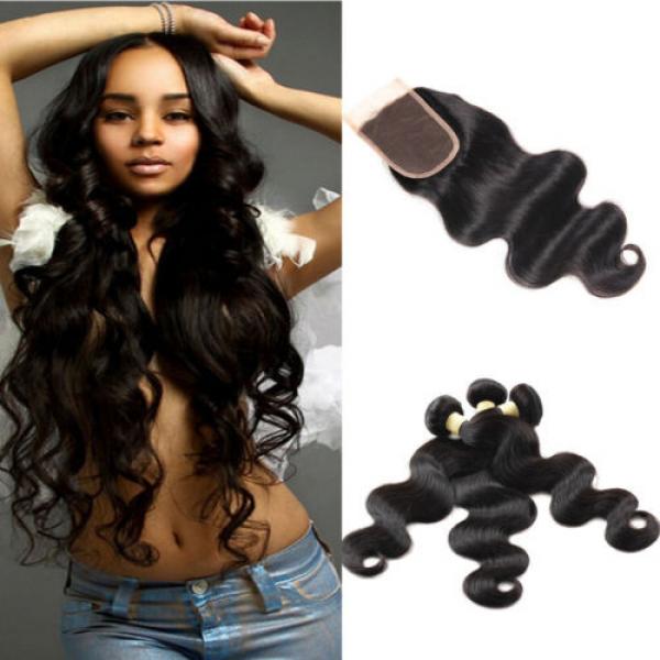 Unprocessed Virgin Peruvian Human Hair Bundles With Lace Band Closure Wholesale #1 image