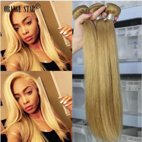 3 bundles Ombre 27# Peruvian Virgin Hair Bundles Straight Human Hair Extensions #1 image