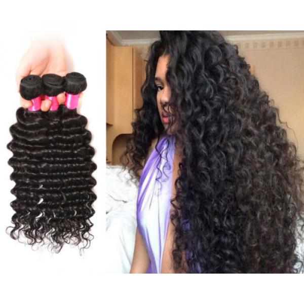 Unprocessed Peruvian Virgin Human Hair Extensions Deep Wave 3 Bundles 300g Weft #1 image