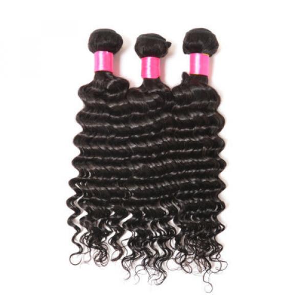 Unprocessed Peruvian Virgin Human Hair Extensions Deep Wave 3 Bundles 300g Weft #2 image