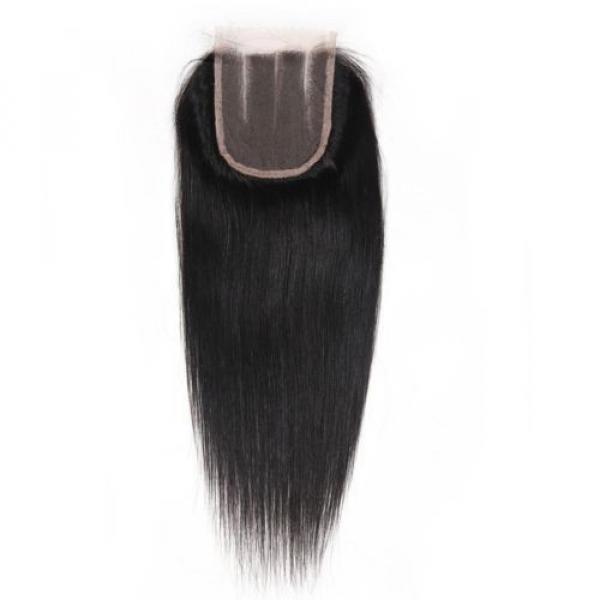 7A 100% Peruvian Human Virgin Hair Straight 4*4 Lace Closure with 3 Bundles 350g #5 image