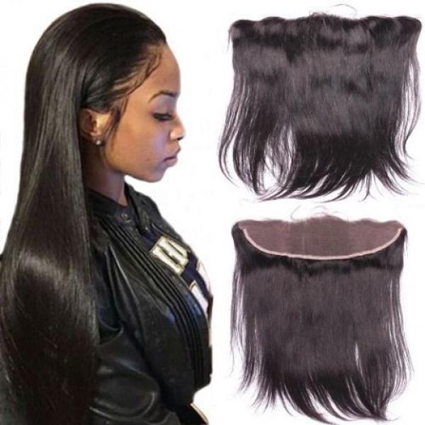 Peruvian Straight Full Lace Frontal Closure Virgin Human Hair 13&#034;x4&#034; Ear To Ear #1 image