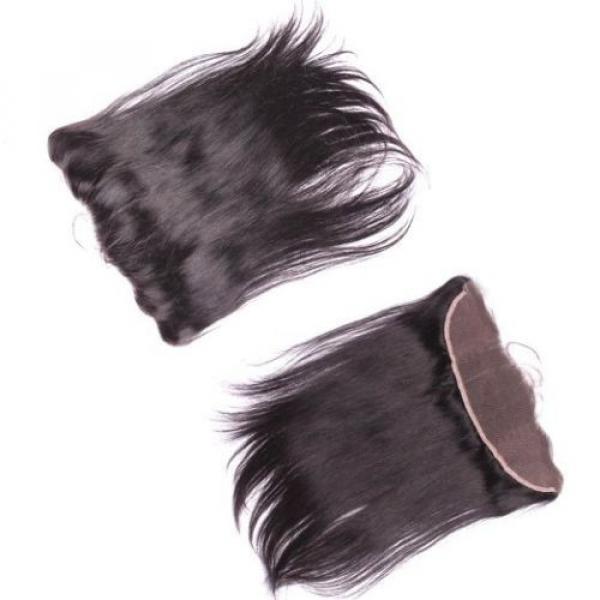 Peruvian Straight Full Lace Frontal Closure Virgin Human Hair 13&#034;x4&#034; Ear To Ear #5 image