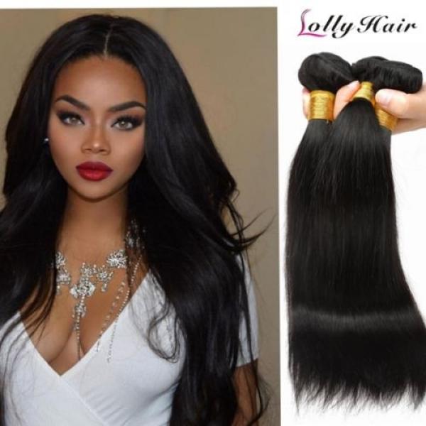 7A 4Bundles 14&#039;&#039;16&#039;&#039;18&#039;&#039;20&#039;&#039; Virgin Peruvian Straight Hair Extension Human Weave #3 image