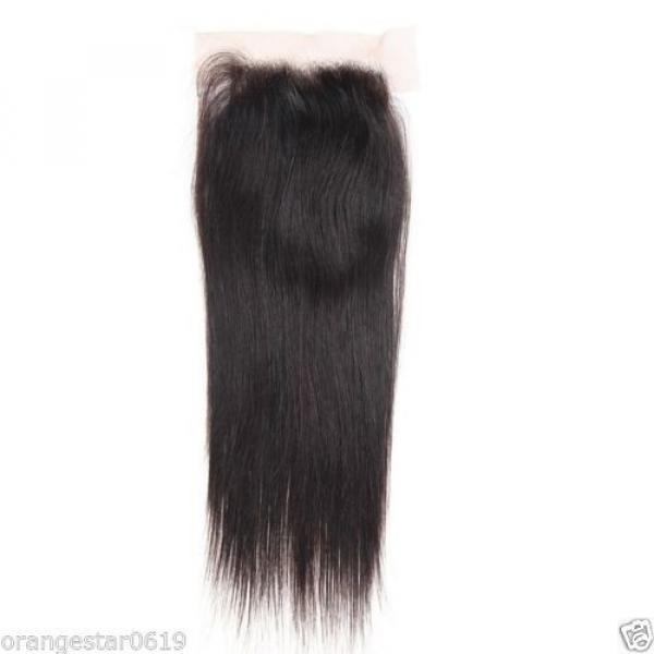 Unprocessed 4&#034;x4&#034; Straight Virgin Peruvian Hair Lace Closure 8&#034;-22&#034; Swiss Lace #3 image